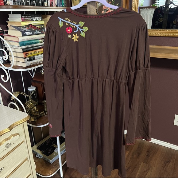 Double D Ranch Brown Embroidered Cotton Dress Size Small - Picture 11 of 11